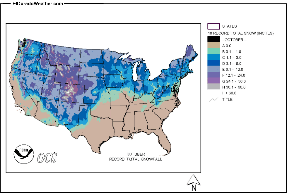 United States Yearly [Annual] and Monthly Record Total Snowfall